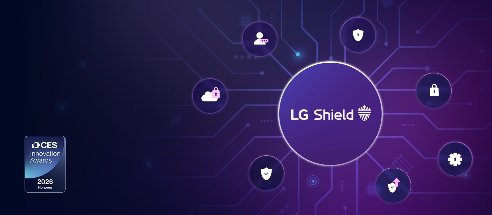 شاشة LG Smart Monitor تسلط الضوء على نظام أمان LG Shield مع تشفير الشبكة وحماية البيانات وتصور أمان متعدد الطبقات، مما يؤكد على تخزين البيانات الآمن والنقل الآمن وتقنية أمان الأجهزة الذكية الحائزة على جوائز