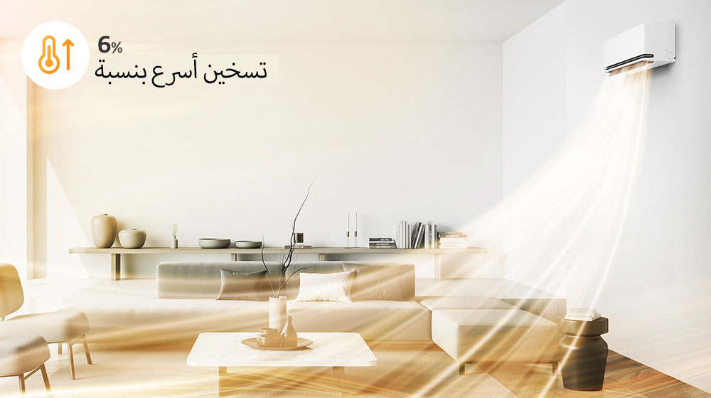 يتم إرسال الهواء الدافئ ويتدفق لأعلى، مما يسخن الجزء الداخلي بشكل أسرع.