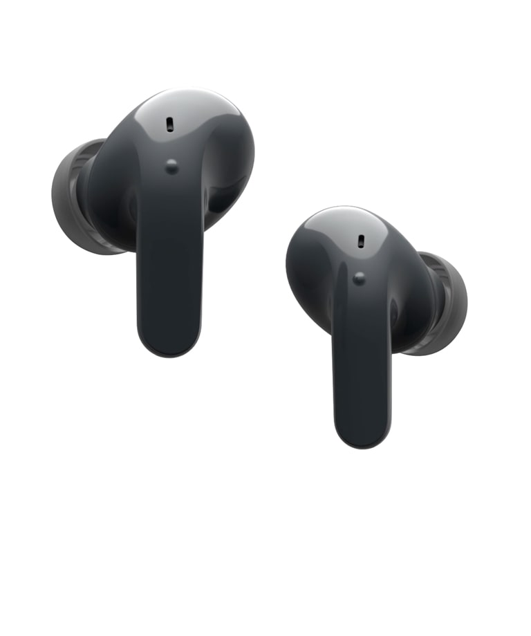 لقطة مقرّبة للحامل وهو يدور نحو اليسار. يتم فتح الغطاء وتطفو سماعات الأذن في الهواء.