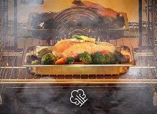 This is an image of salmon steaming.