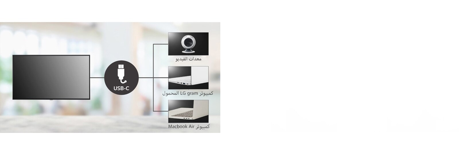 تدعم شاشات السلسلة UH7J-H منفذ USB-C ويسهل توصيلها بأجهزة الفيديو والكمبيوتر المحمول.