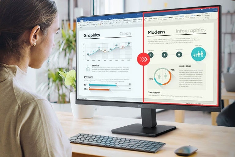 صورة مقارنة للجانب الأيمن مع تطبيق وضع القارئ والجانب الأيسر بدون تطبيق وضع القارئ.	