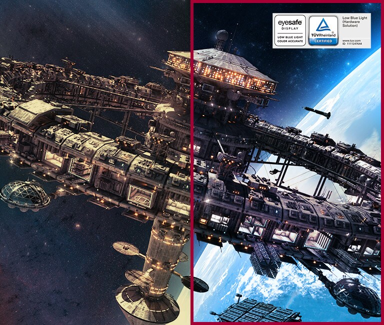 مقارنة بين الوضع التقليدي ووضع الألوان المباشرة ذات الإضاءة الزرقاء المنخفضة