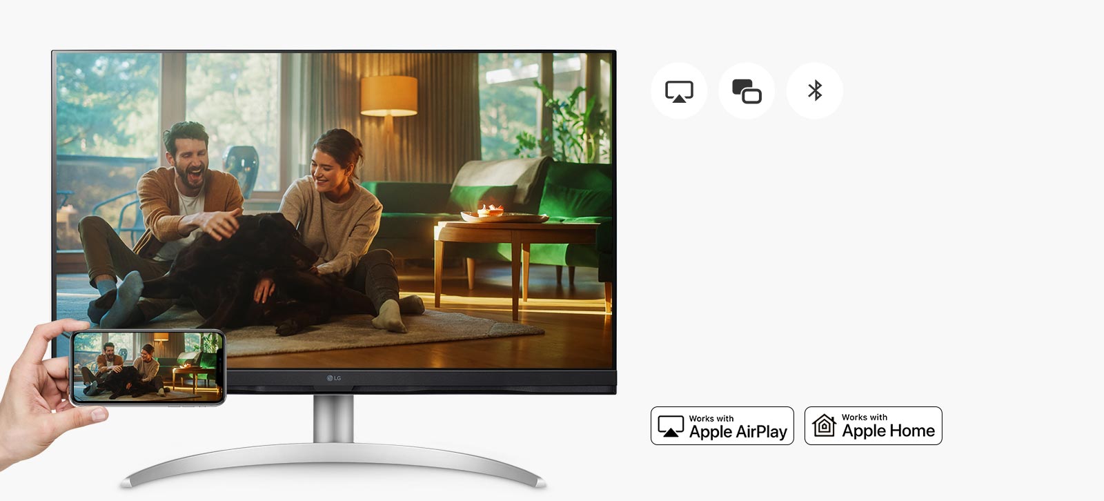مشاركة الشاشة والصوت بسهولة وراحة بفضل الاتصال اللاسلكي المتقدم.