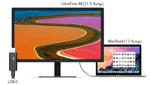 الاتصال الموصى به مع شاشة UltraFine 4K<br>1