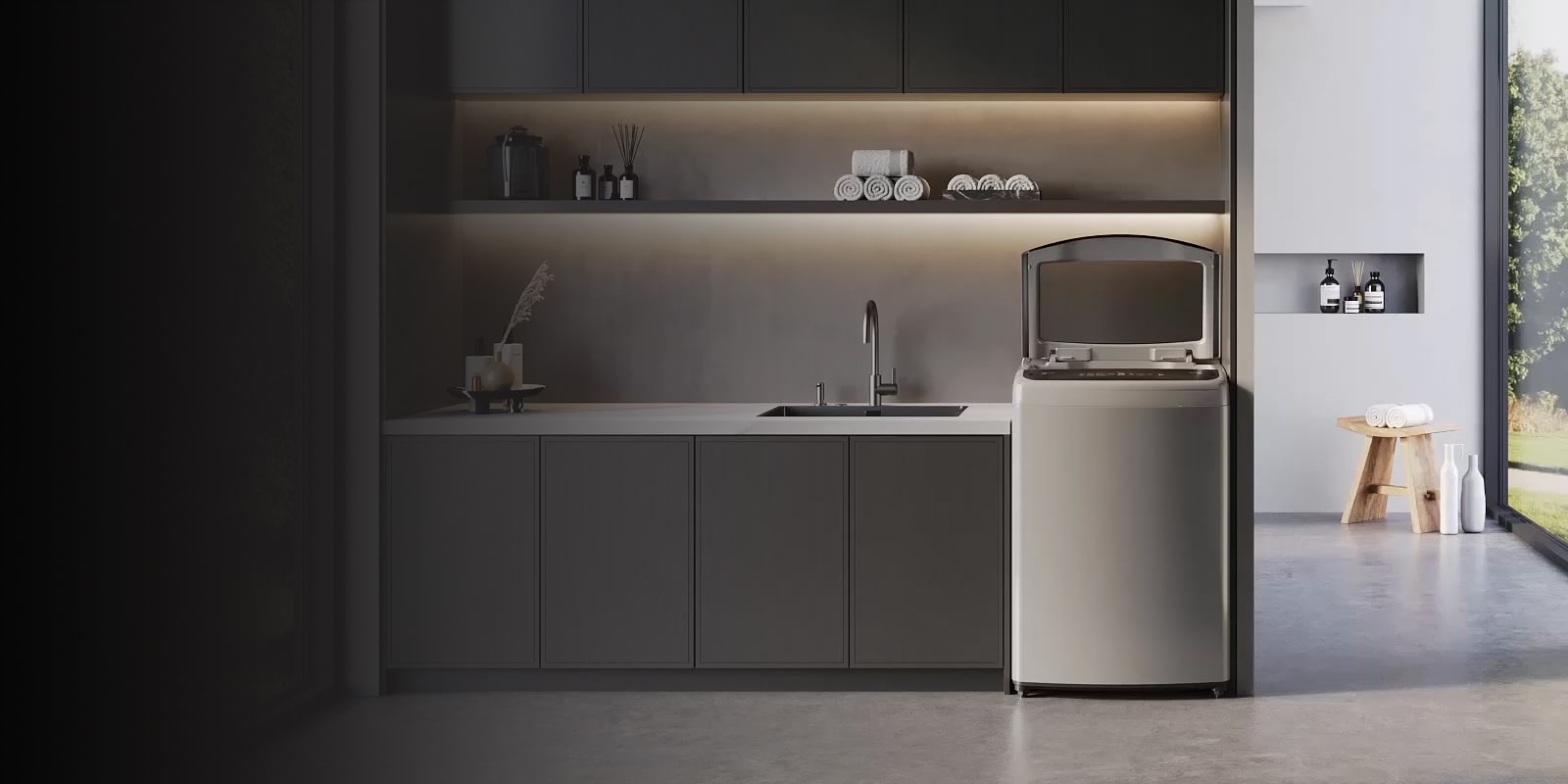 تُظهر صورة الغسالة من الداخل