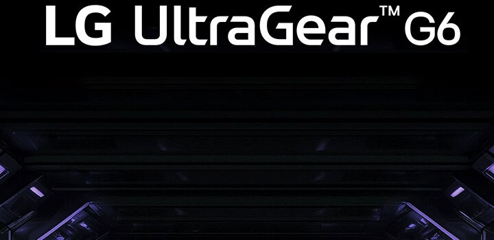 شعار UltraGear™ G6 في غرفة مستقبلية مضاءة بالنيون.