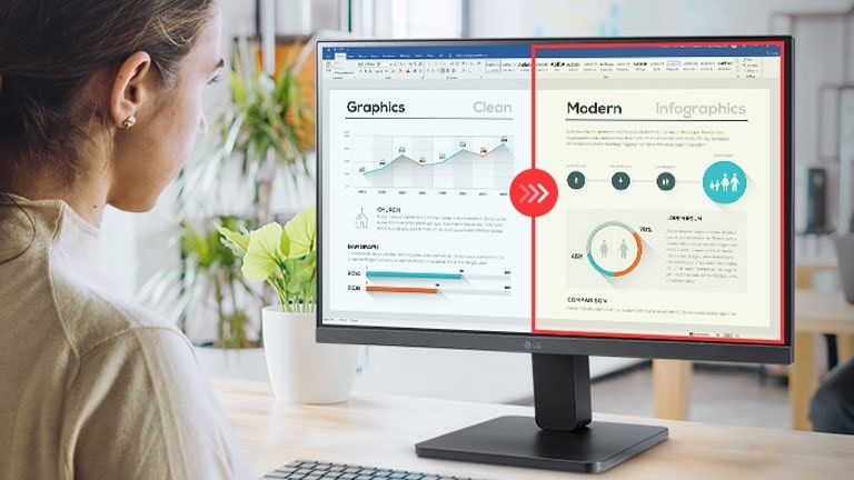 صورة مقارنة للجانب الأيمن مع تطبيق وضع القارئ والجانب الأيسر بدون تطبيق وضع القارئ.