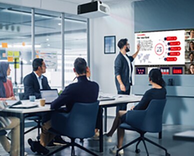 مشاهد لاستخدام LG ProBeam في الشركات.	