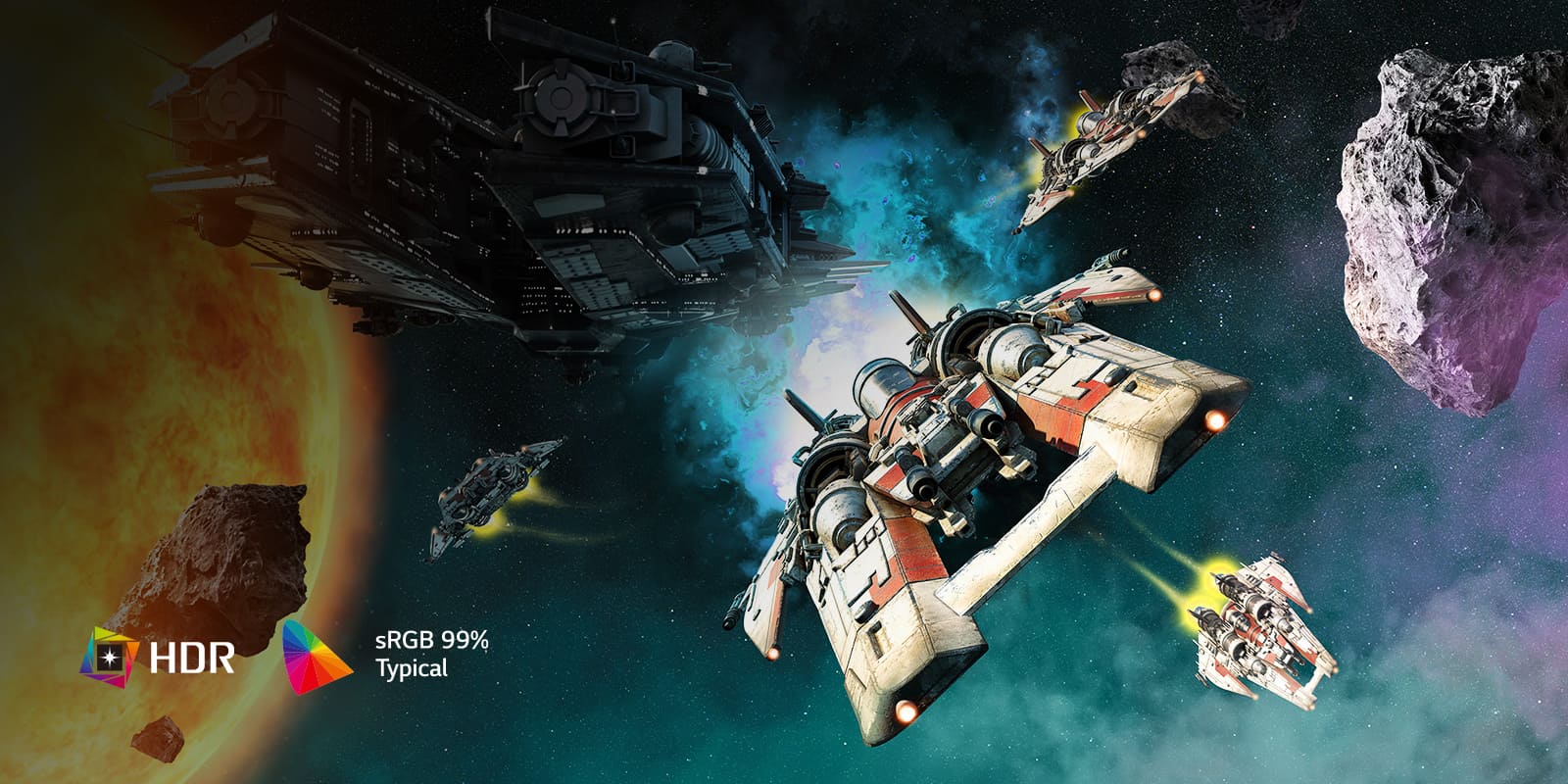 تقنية HDR10‏ مع sRGB 99% (قياسي).