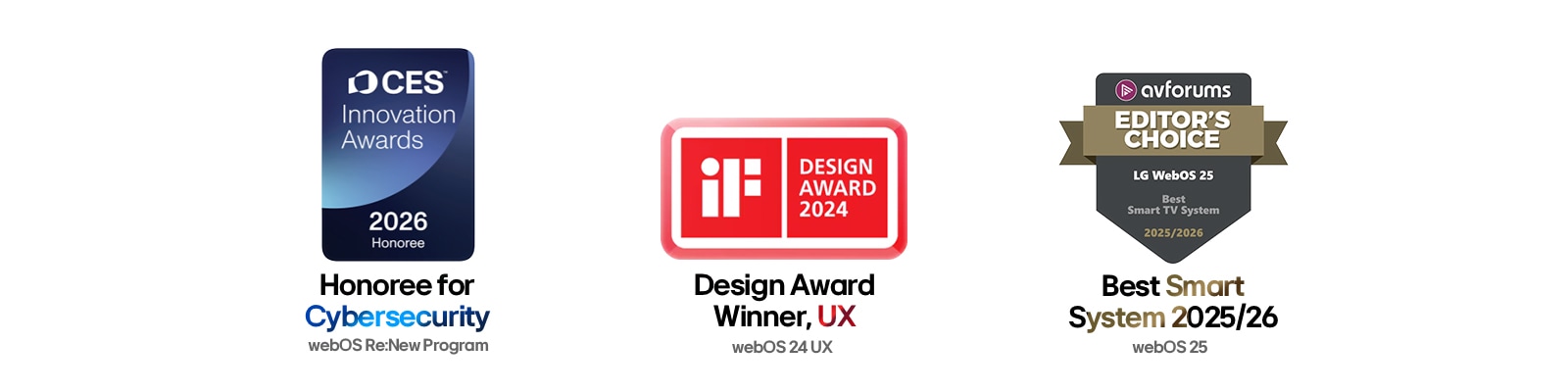 شعارات الجوائز بما في ذلك CES وiF Design Award وAVForums Editors' Choice
