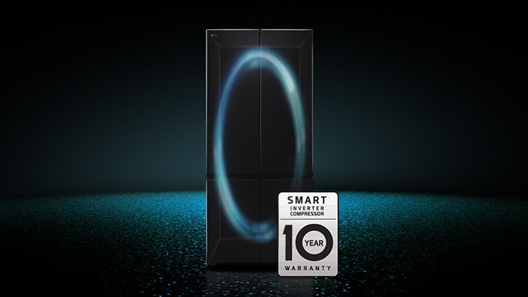 تتميز ثلاجة lg متعددة الأبواب بضمان لمدة 10 سنوات على smart inverter compressor، الذي ينظم التبريد.