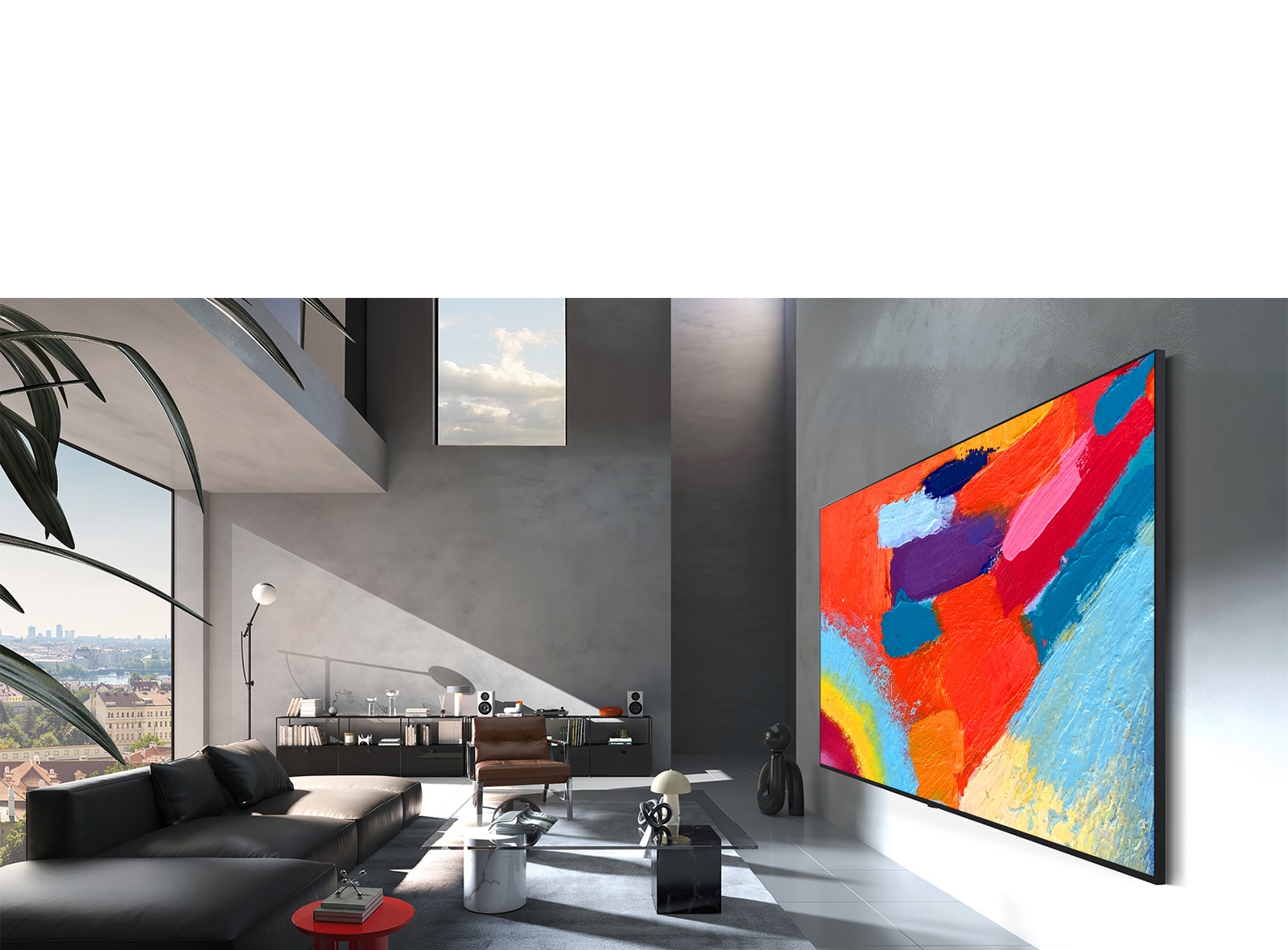 تم تصميم LG Micro RGB evo AI MRGB95 بتصميم Flush-fit Design، بحيث يمكن تثبيته بسلاسة على الحائط في غرفة واسعة، لعرض أعمال فنية جريئة بألوان زاهية تتناغم مع الديكور الداخلي المحيط. 