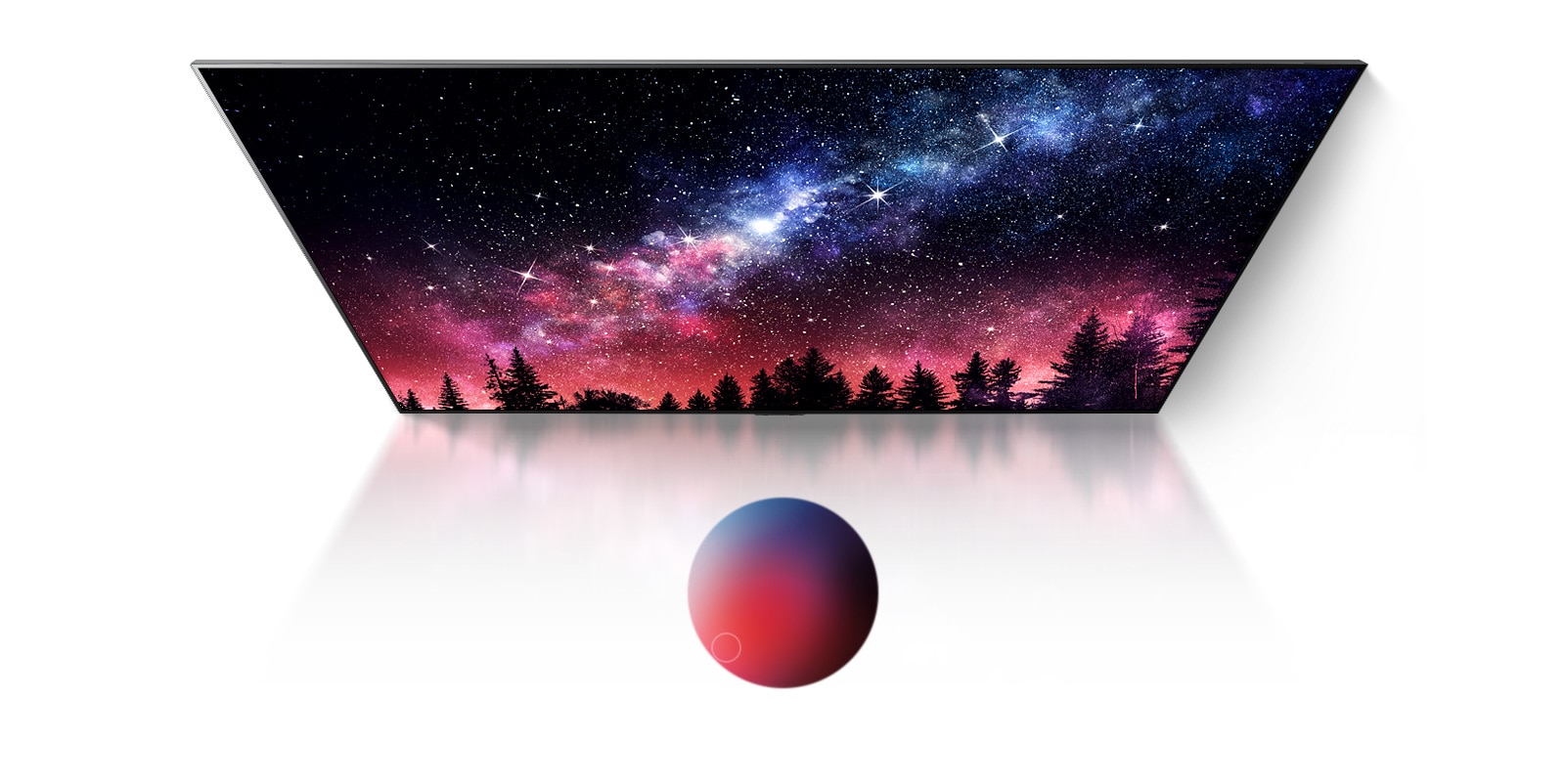 شاشة تلفزيون تظهر درب التبانة والسماء الزرقاء وانفجار الغبار الملون بجودة رائعة (تشغيل الفيديو)