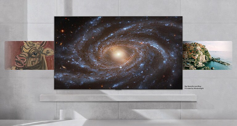 تعرض شاشة LG OLED evo AI C6 مع LG Gallery+ أعمالاً فنية منسقة - صور ذات طابع فضائي، ولوحات على الطراز الكوري، ومناظر طبيعية خلابة - تتنقل عبر كل قطعة على الشاشة. 