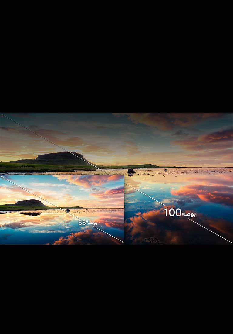 تجربة مشاهدة حتى حجم 100 بوصة<br>2