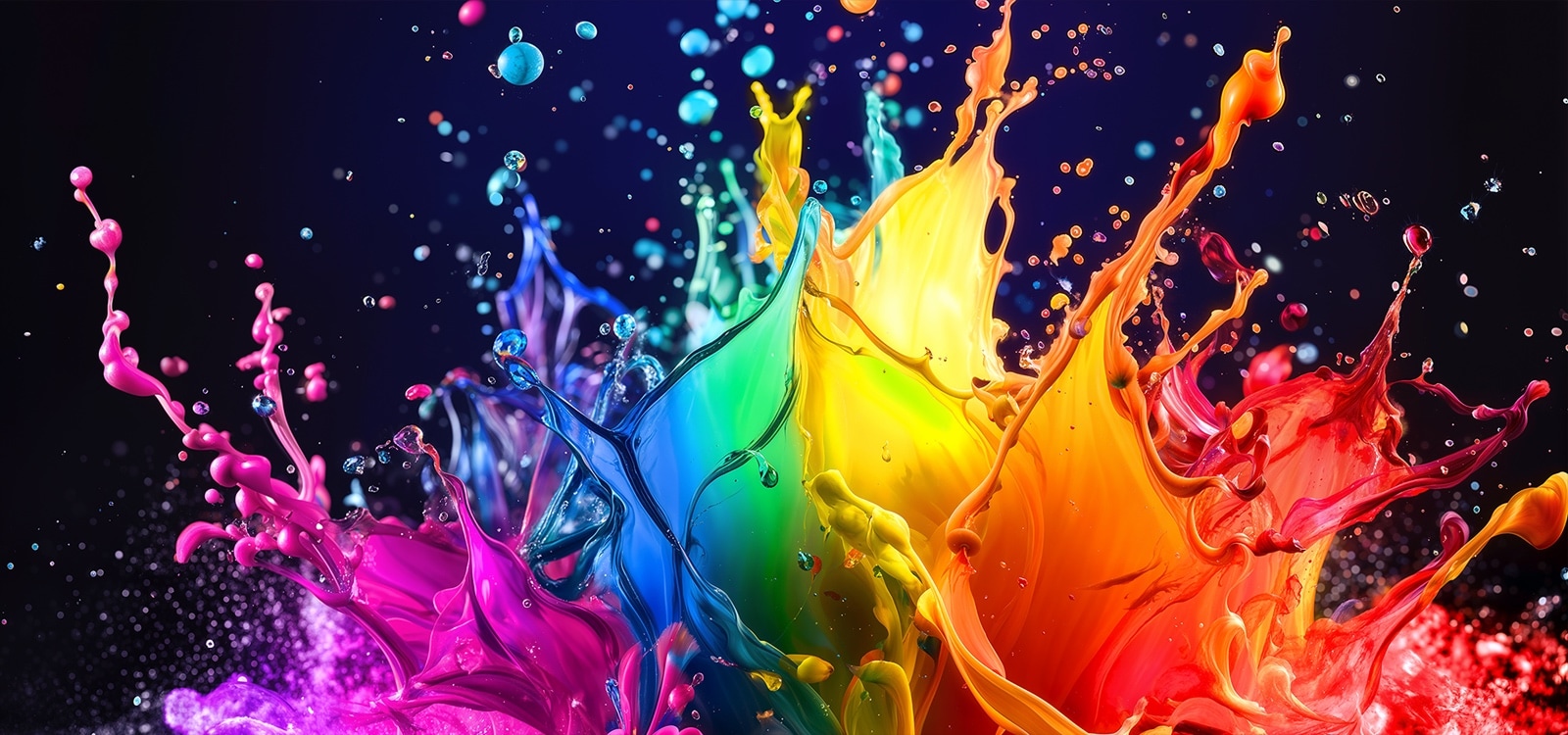 يملأ تلفزيون LG QNED AI QNED70 Mini LED المزود بتقنية Dynamic QNED Color الشاشة بانفجارات لونية نابضة ومتدفقة تحاكي حركة الطلاء متعدد الألوان، ليقدّم تعبيرًا حيًا للألوان مع 100% Color Volume وتجربة بصرية ديناميكية.