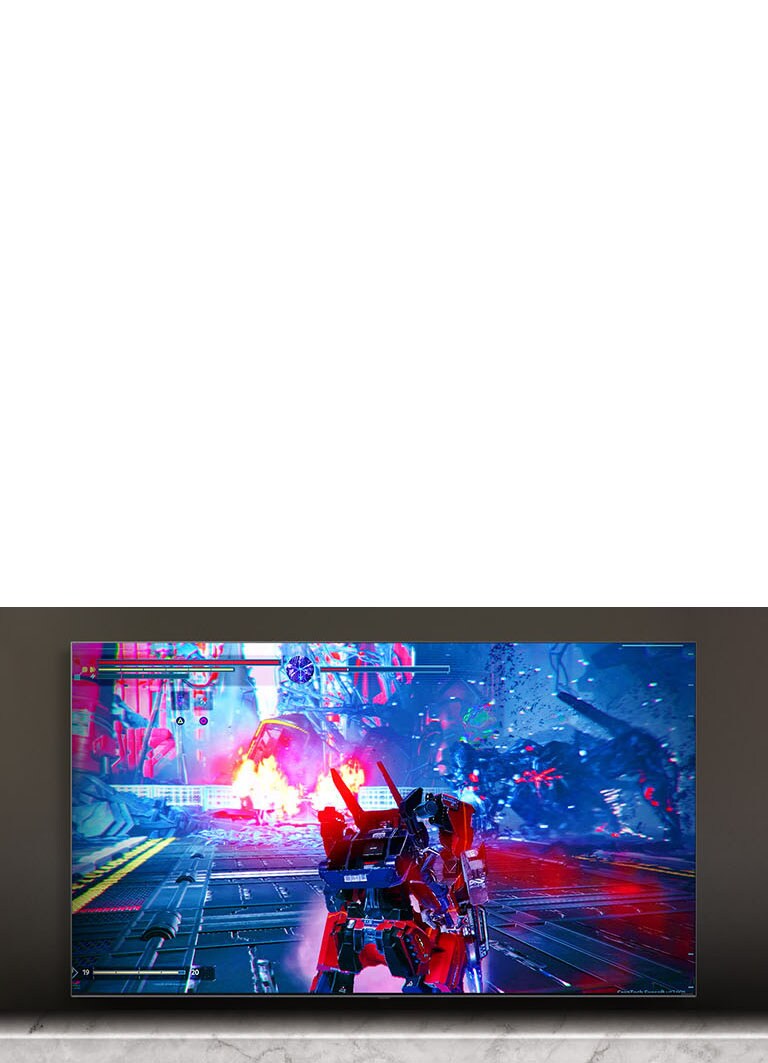 شاشة تلفزيون يظهر عليها مشهد من إحدى الألعاب القتالية.