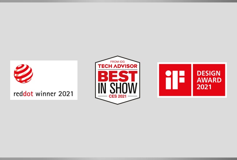 يتعلق الأمر بالمعلومات المقدمة حول تلفزيون QNED Mini LED من إل جي الحائز على الجائزة. يتم تضمين علامات الجوائز التي تعزز التميز بتلفزيونات QNED من إل جي.