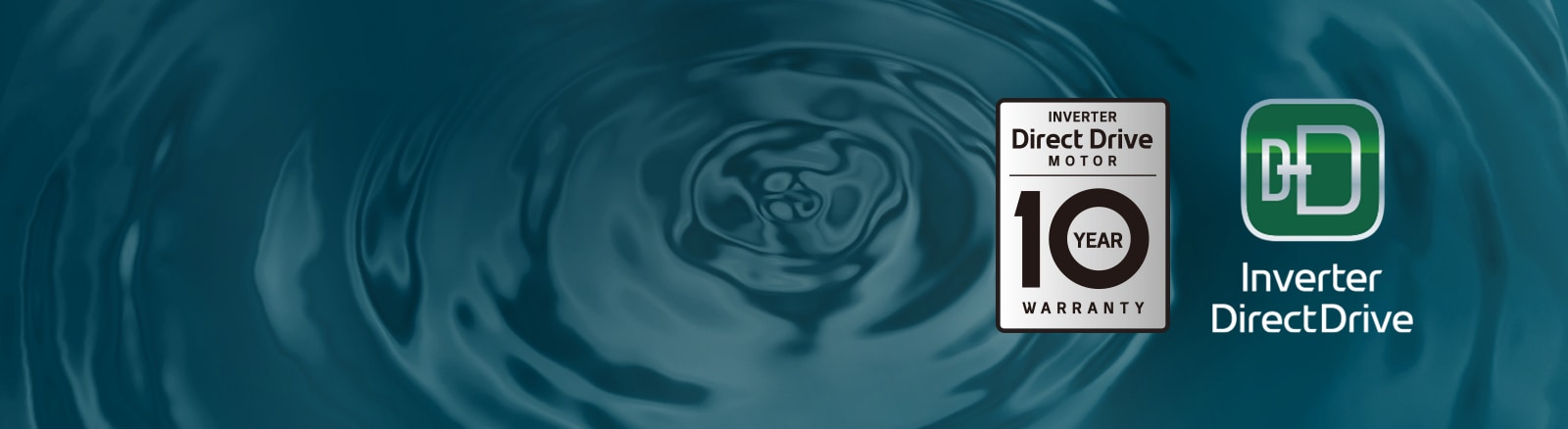 خلفية بموجات لطيفة مع شعار ضمان Inverter DirectDrive لمدة 10 سنوات، وشعار Inverter DirectDrive.
