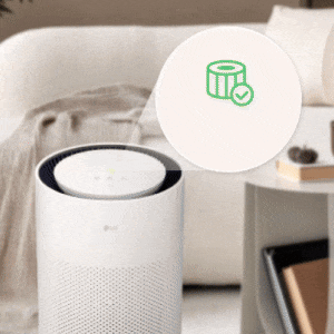 شاشة LED المصممة بانسيابية في جهاز تنقية الهواء من LG تعرض للمستخدم معلومات دقيقة وبشكل سهل الفهم	