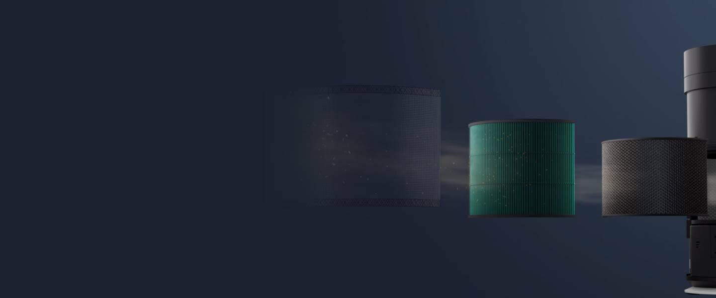 فيديو تنقية الهواء من LG يعرض فلتر HEPA Filter، مما يسلط الضوء على مدخل الهواء ومراحل التنقية المتعددة وإطلاق الهواء النظيف	