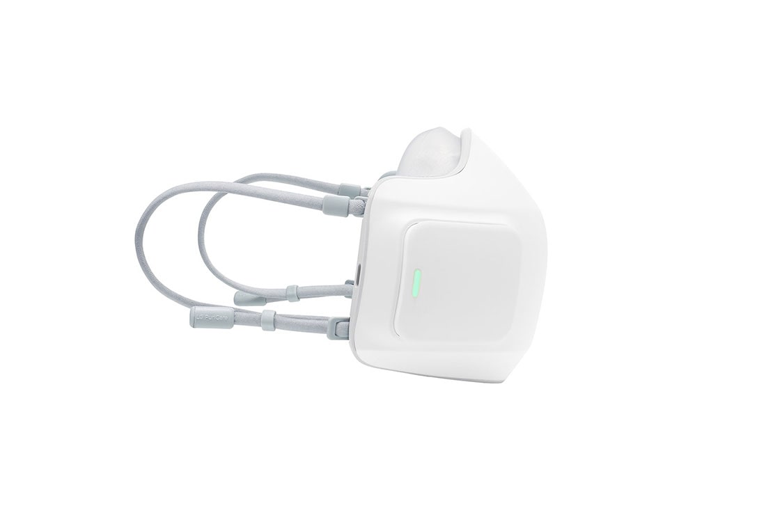 LG جهاز تنقية الهواء القابل للارتداء ™PuriCare من إل جي, LG PuriCare™ Wearable Air Purifier, Left side view of the body with a green light indicating a full battery , AP300AWFA, AP300AWFA, thumbnail 10