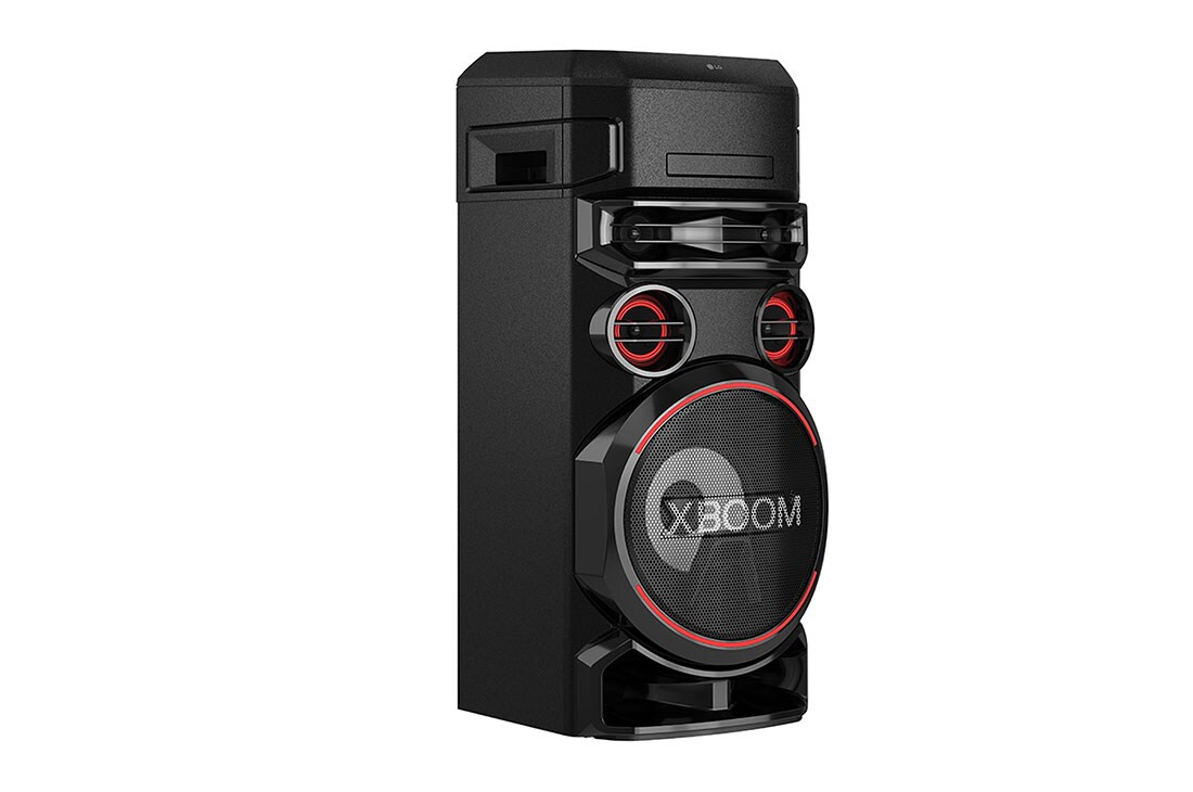 LG سماعات LG XBOOM ON7 مع خاصية تعزيز جهير قوي، وخاصية التحكم الصوتي للكاريوكي، والإضاءة متعددة الألوان، ووصلة الحفلات اللاسلكية, مظهر أيسر بزاوية 30 درجة, ON7, thumbnail 4