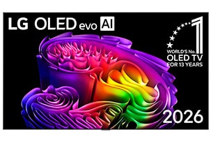 تملأ شاشة LG OLED evo المساحة بأشكال متعددة الألوان غنية بالتفاصيل، حيث تمتزج الأشكال الانسيابية والتدرجات اللونية الزاهية بسلاسة عبر الشاشة.