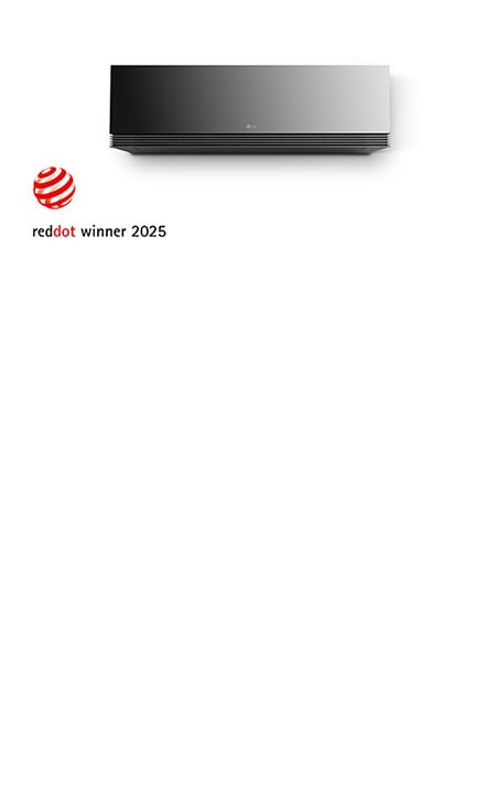 جهاز LG ARTCOOL مع شعار جائزة Red Dot Award لعام 2025