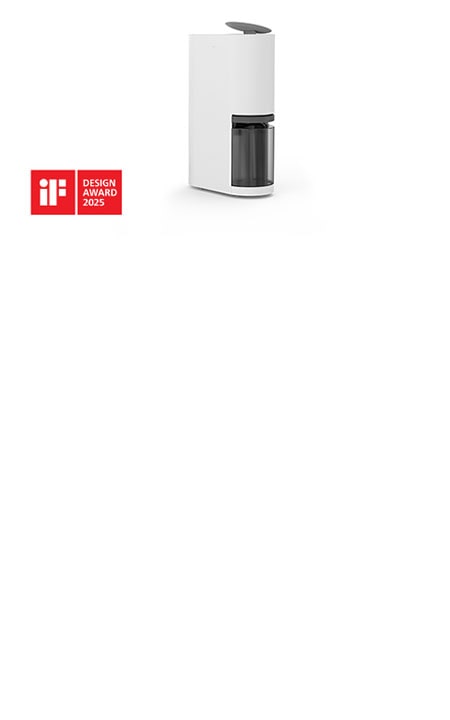 جهاز إزالة الرطوبة LG Global Dehumidifier مع شعار جائزة iF Design Award لعام 2025