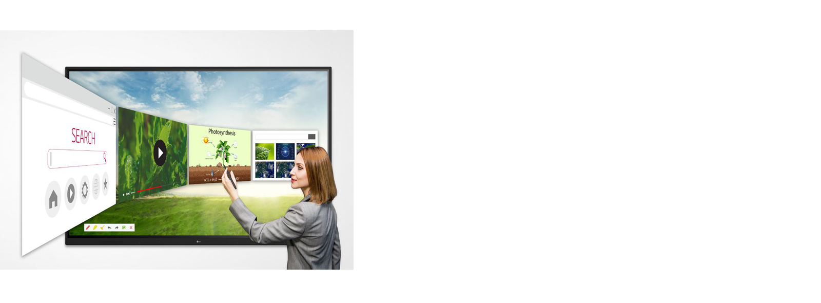 امرأة تبحث عن المعلومات باستخدام متصفح الويب.