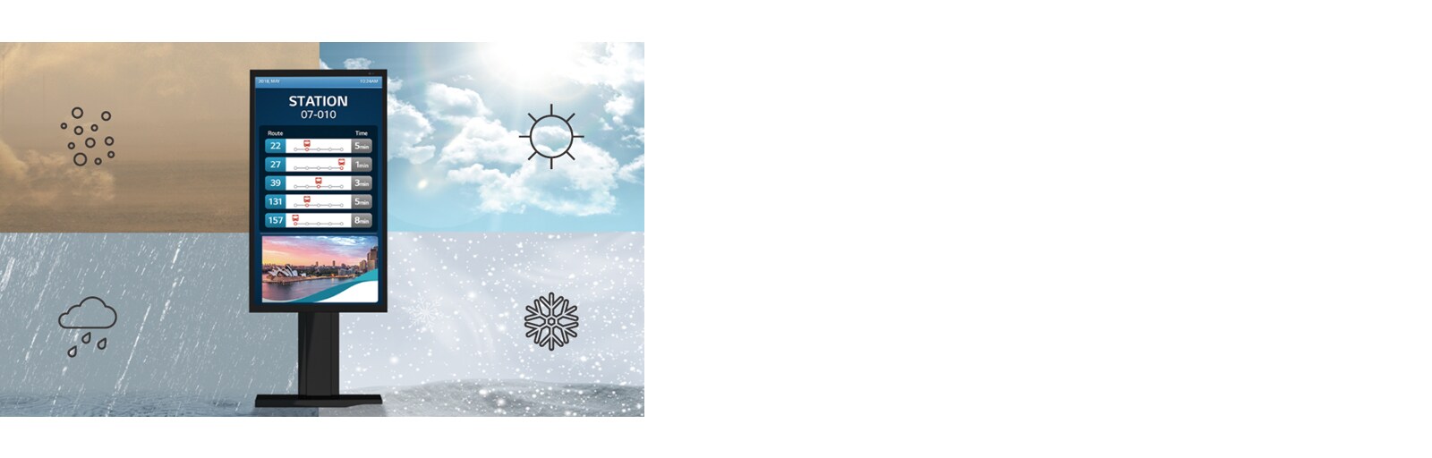 شاشة العرض XE4P مقاومة للعناصر الخارجية مثل الماء والغبار.