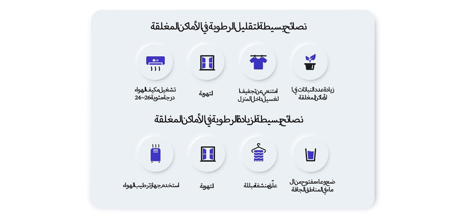 Tips for controlling indoor humidity: use air conditioning, ventilation, avoid indoor laundry, and use humidifiers.