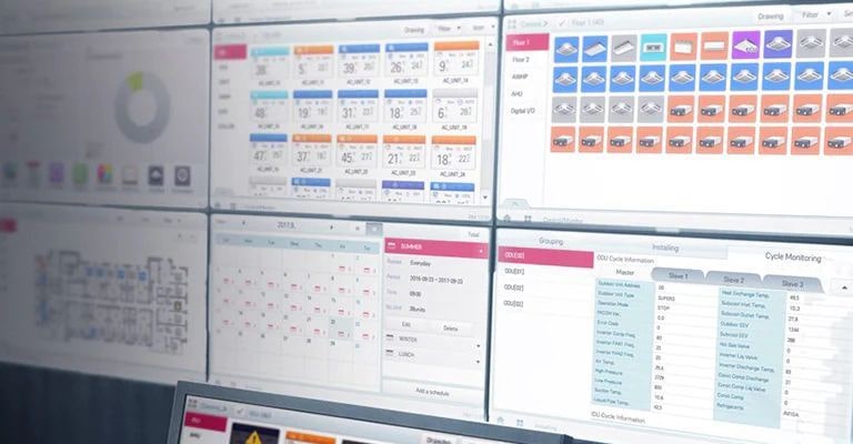 تعمل العديد من الشاشات لعرض المعلومات ذات الصلة.