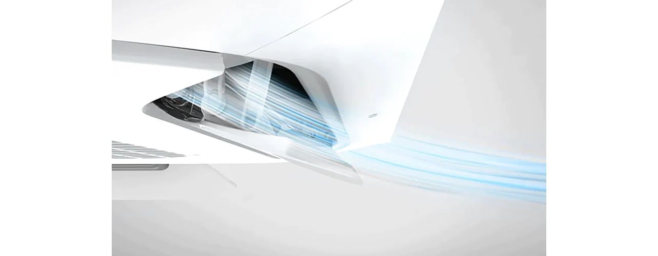 هواء يتدفق من اللوحة المزدوجة.