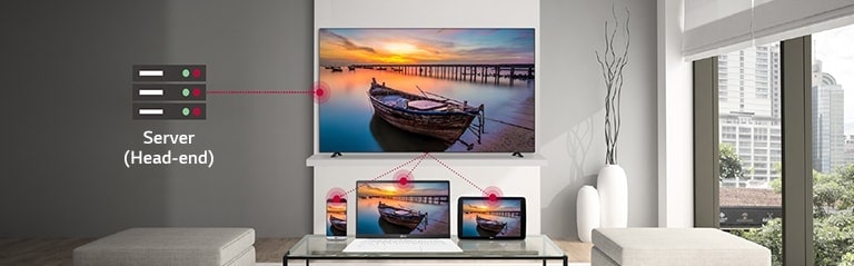 مع وظيفة SoftAP المضمنة بالتلفزيون، يمكن توصيل أجهزة أخرى مثل الهواتف المحمولة، وأجهزة الكمبيوتر المحمول والتابلت.