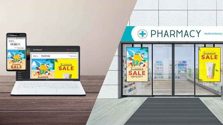 يمكن للمستخدم تشغيل شاشات العرض والتحكم فيها من خلال الهاتف المتحرك والكمبيوتر المحمول.