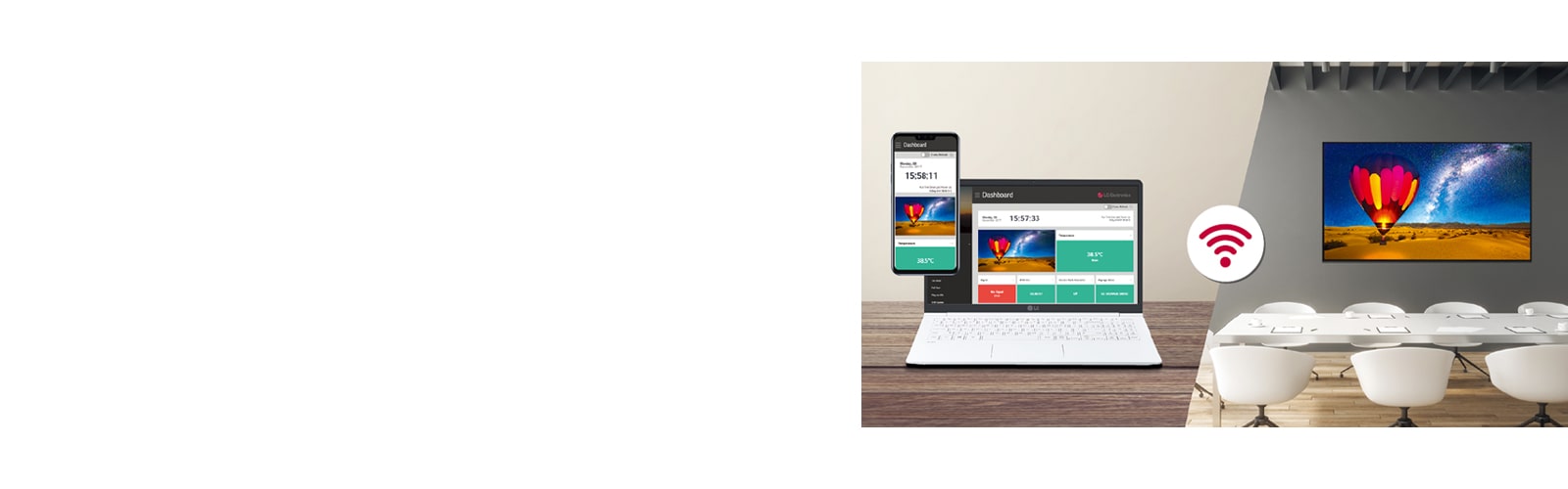 يمكن التحكم في سلسلة UL5Q-E ومراقبتها عن بُعد من خلال مدير التحكم (Control Manager) عبر الأجهزة المحمولة و/أو أجهزة اللابتوب.