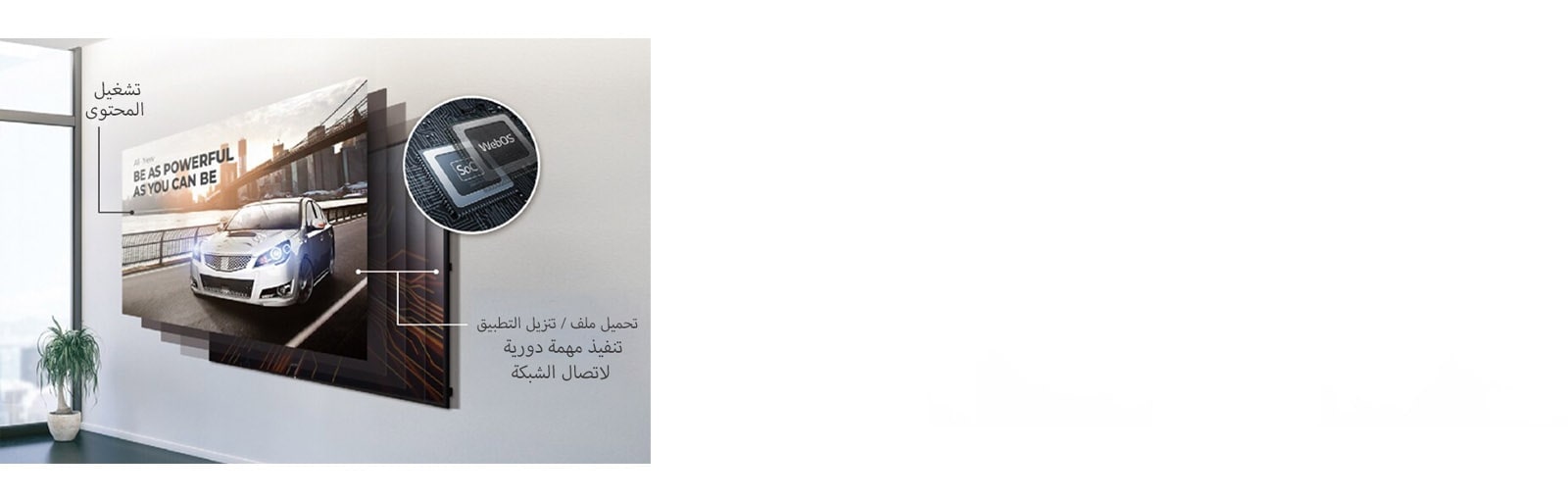 تُظهر منصة اللافتات الذكية المدمجة SoC وwebOS قدرتها على تنفيذ العديد من المهام في وقت واحد.