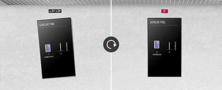 يمكن تجنب ميل الشاشة عند تثبيتها باستخدام ميزان ضبط الاستواء.