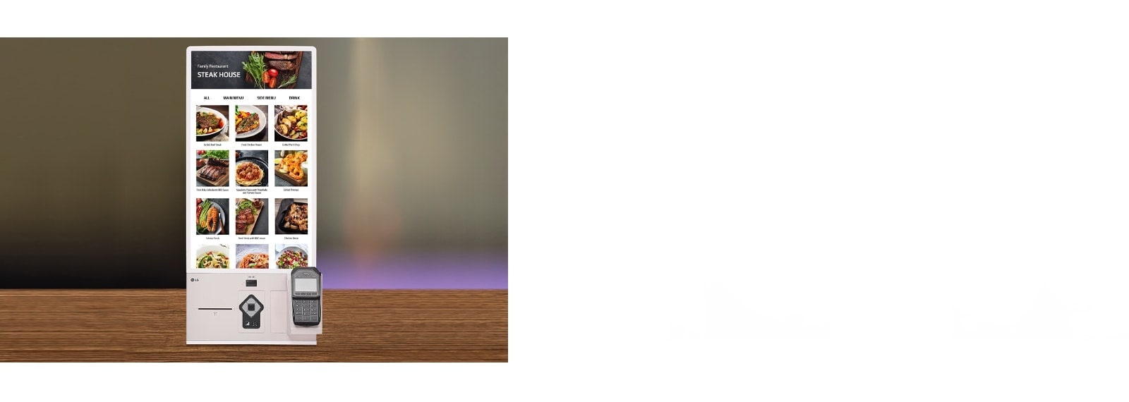 يتم توجيه قوائم المتجر المختلفة عبر الشاشة في صور حية.