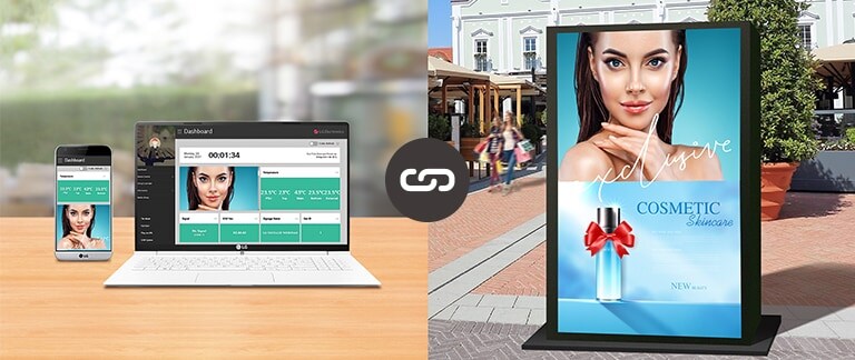 يمكن للمستخدم مراقبة شاشات العرض والتحكم فيها من خلال الهاتف المحمول والكمبيوتر المحمول.