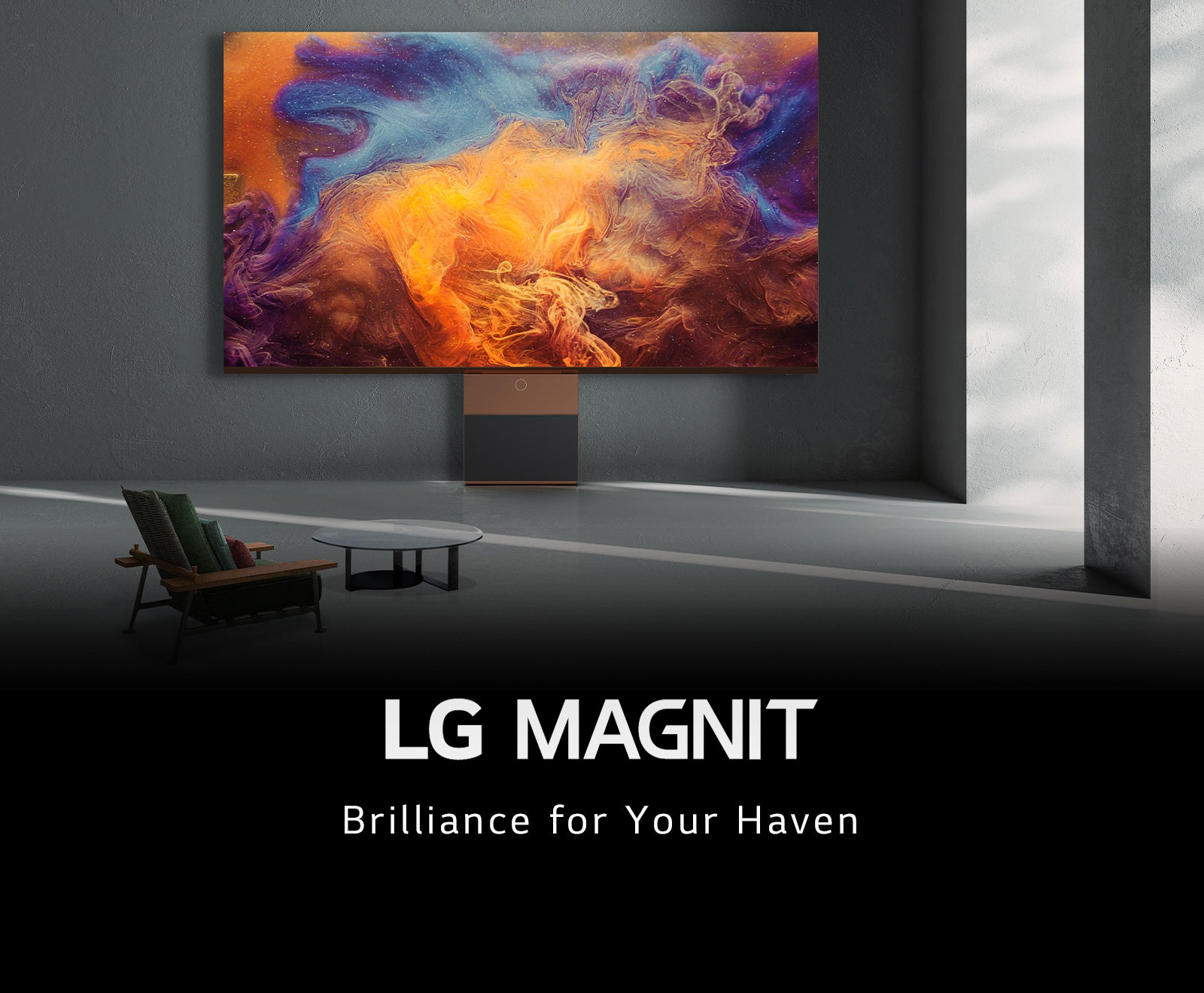 إنها شاشة LG MAGNIT التي تتميز بروعة عرضها للألوان بشكل يبرز التفاصيل ببراعة. يتواءم تصميم LG MAGNIT السلس بشكل رائع مع ديكورات المساحة الداخلية.