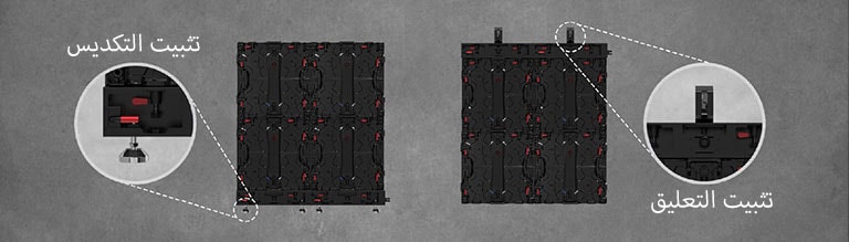 صورة مكبرة للجزء الذي يمكن تثبيت اللوحة فيه بطريقة التكديس أو التعليق.