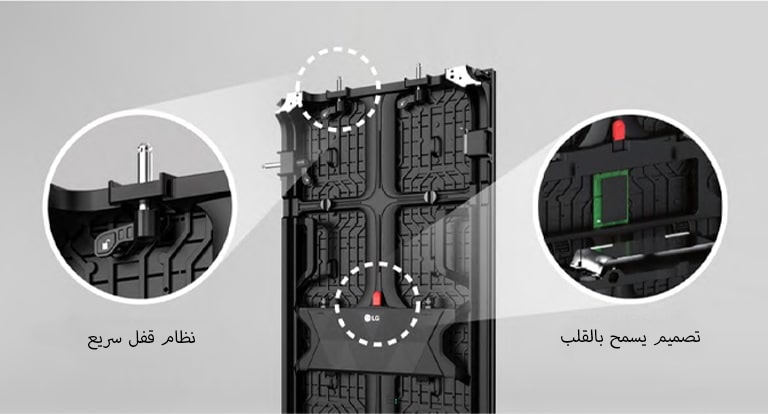  رؤية مكبرة لـ "Quick Lock" و "Flip Design" في الجزء الخلفي من الخزانة.