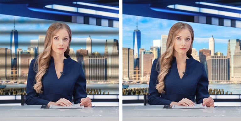 ومن خلال ضبط تردد شاشة LED على تردد الكاميرا والمزامنة، يتم التخلص من ظهور الوميض.