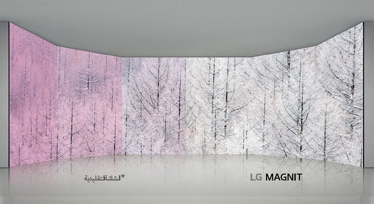 بينما تُشوِّه شاشات LED التقليدية الألوان (تظهر باللون الأحمر) بزوايا مختلفة، تعرض LG MAGNIT نتائج دقيقة من كل الزاويا.