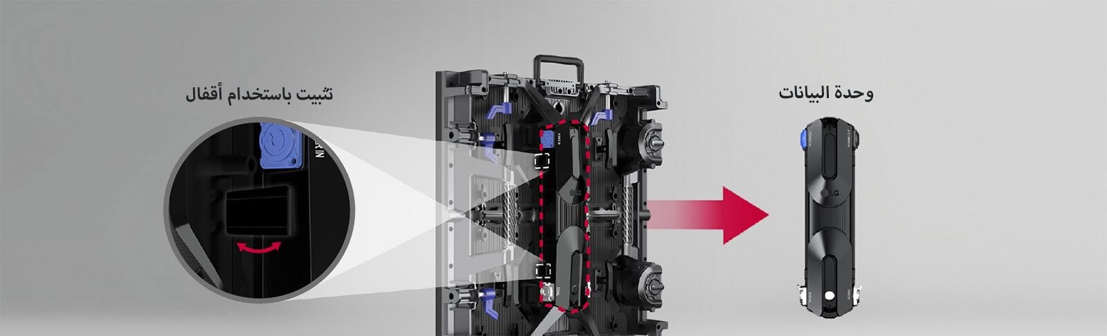 ويوضح أن طريقة تثبيت القفل البسيطة تسمح باستبدال وحدة الطاقة/البيانات في المقصورة بسهولة.