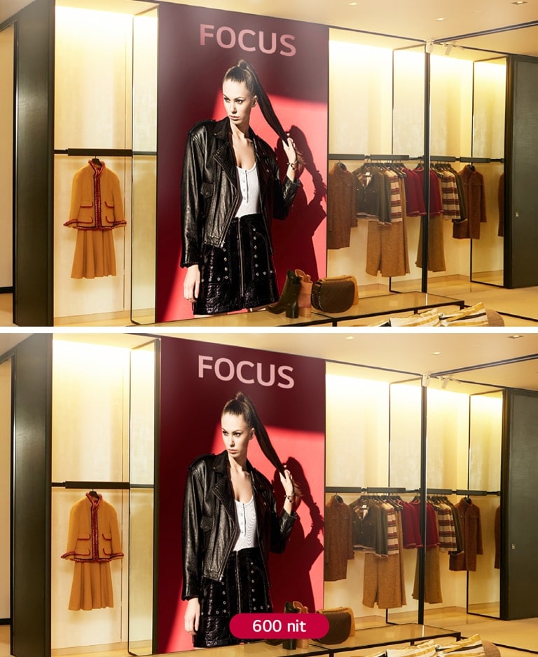 سطوع شاشات LSBF يبلغ 600 شمعة للمتر المربع، وهو ما يجعلها مرئية بكل وضوح، حتى في ظل البيئات التي تتميز بإضاءة قوية.